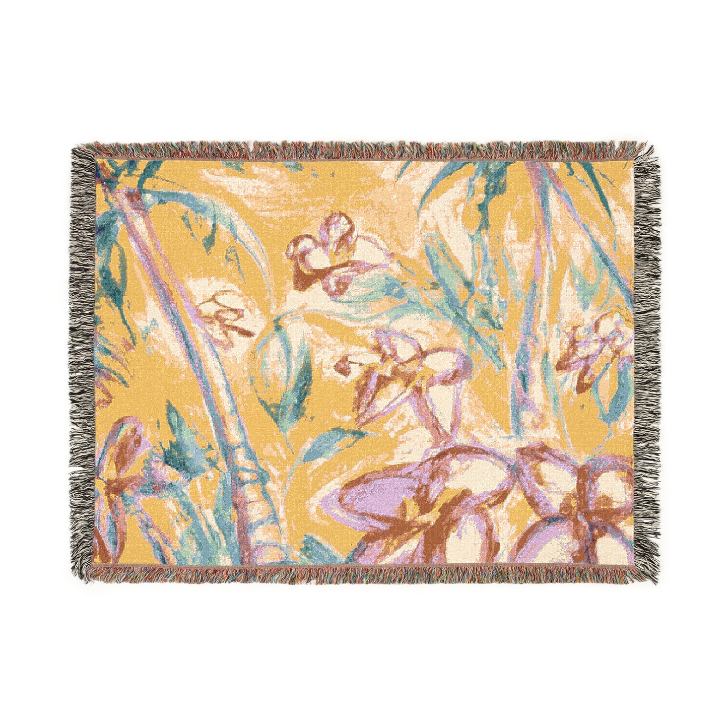 Woven Blanket, 3 Sizes - Tropical Home Decor / Tropical Doodles, Yellow