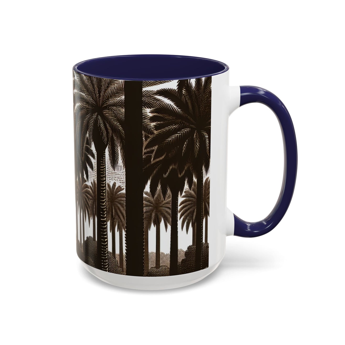 Accent Coffee Mug (11, 15oz) - Woodcut Palm Grove