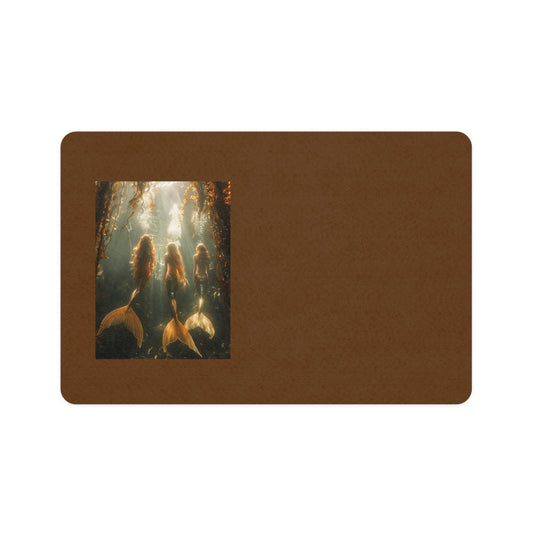 Pet Food Mat (12x18), Three Mermaid Sisters, brown