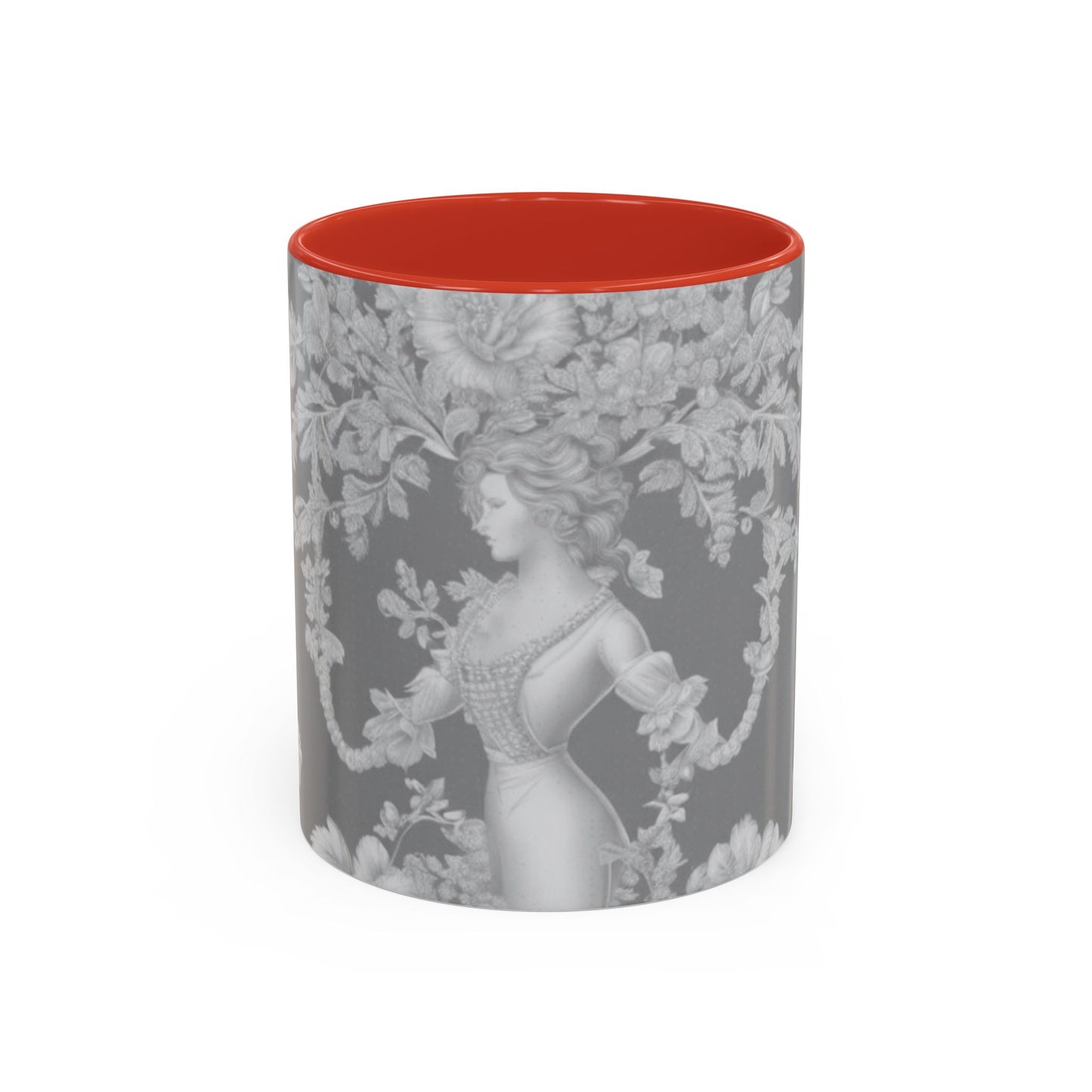 Accent Coffee Mug (11, 15oz), Pearl Lady Toile/Slate, Various Colors