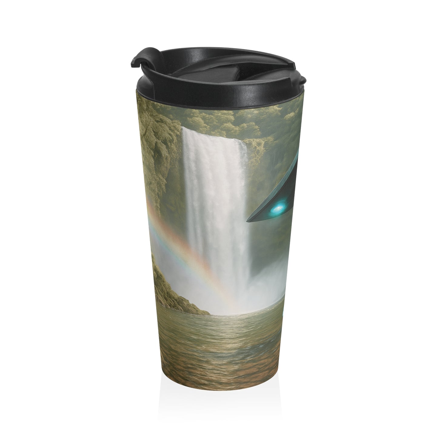 15 oz. Stainless Steel Travel Mug / UFO & Waterfall