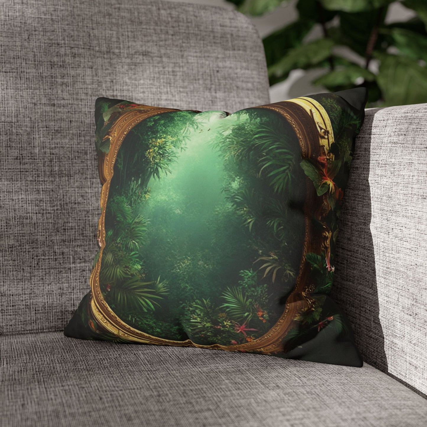 Faux Suede Square Pillowcase - Golden Portal to Paradise