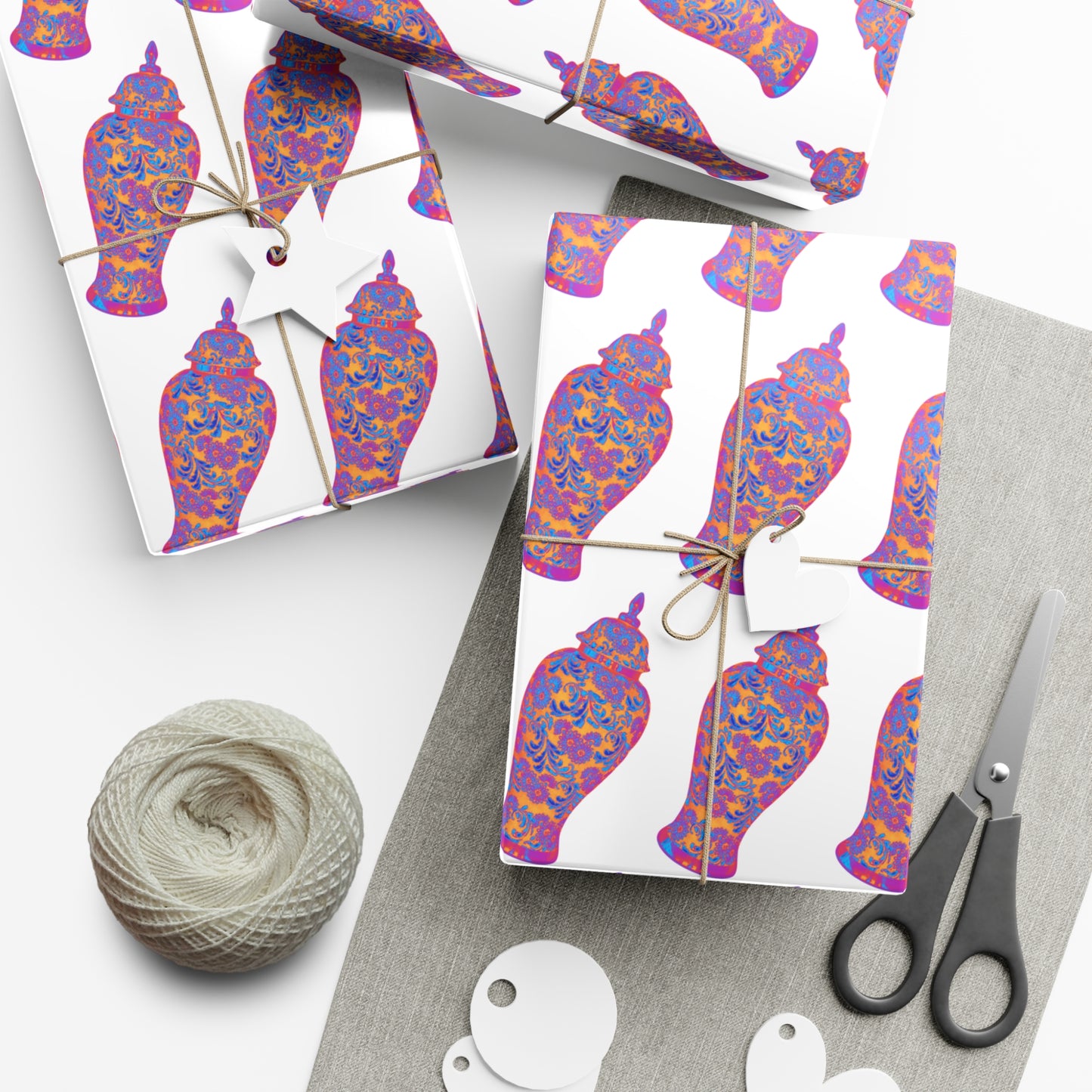 Wrapping Paper - Tropical Gift Wrap for All Occasions / 3 Sizes, 2 Finishes / Heatwave Ginger Jar