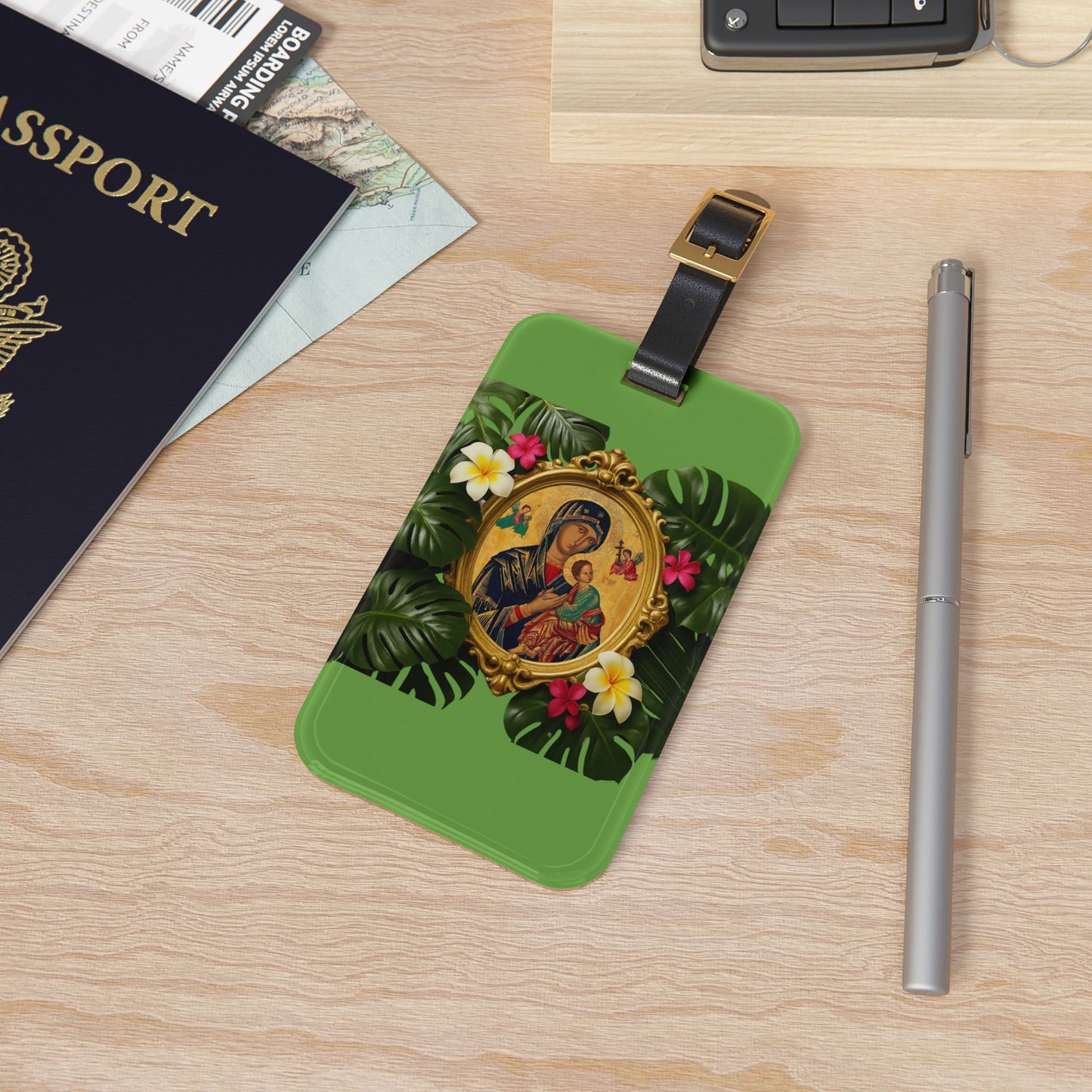 Luggage Tag - Our Lady of Perpetual Help, Green