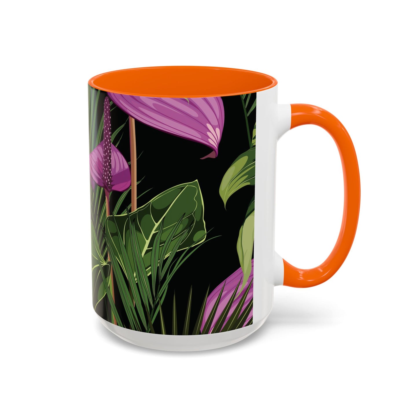 Accent Coffee Mug - Fun Tropical Drinkware for Flower Vibes /Anthurium and Palm