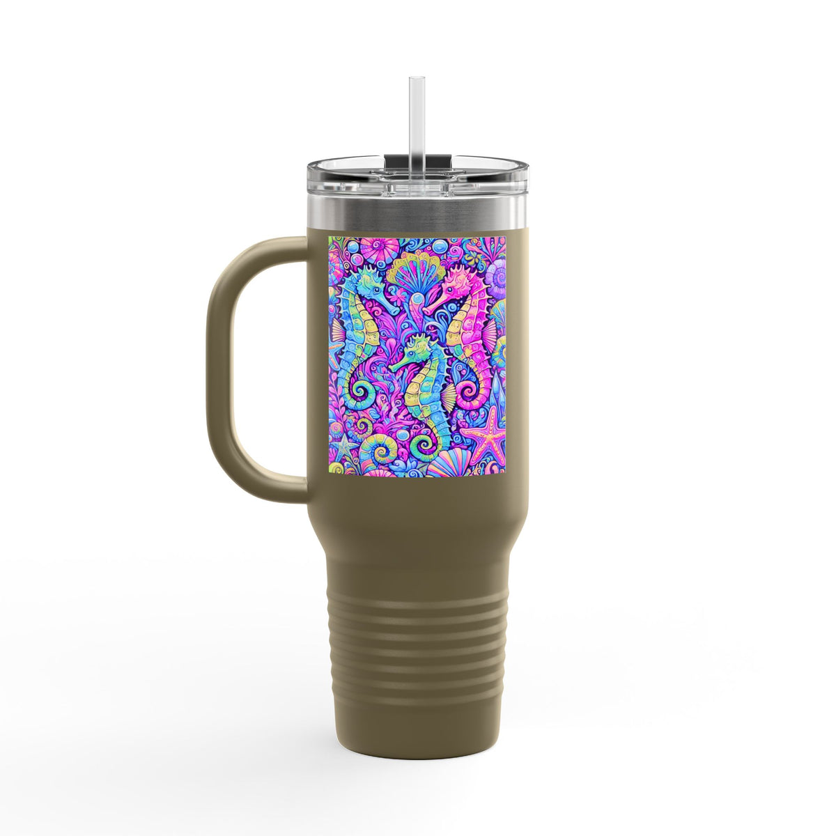 Seahorses/Fantasy Pop nsulated Travel Mug - 40oz - Perfect for Outdoor Adventures