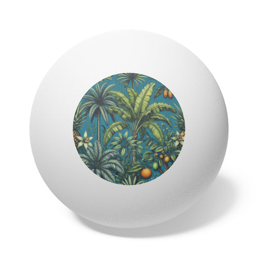 Tropical Paradise Ping Pong Balls - 6 Pack with Tropical Fruit Blue