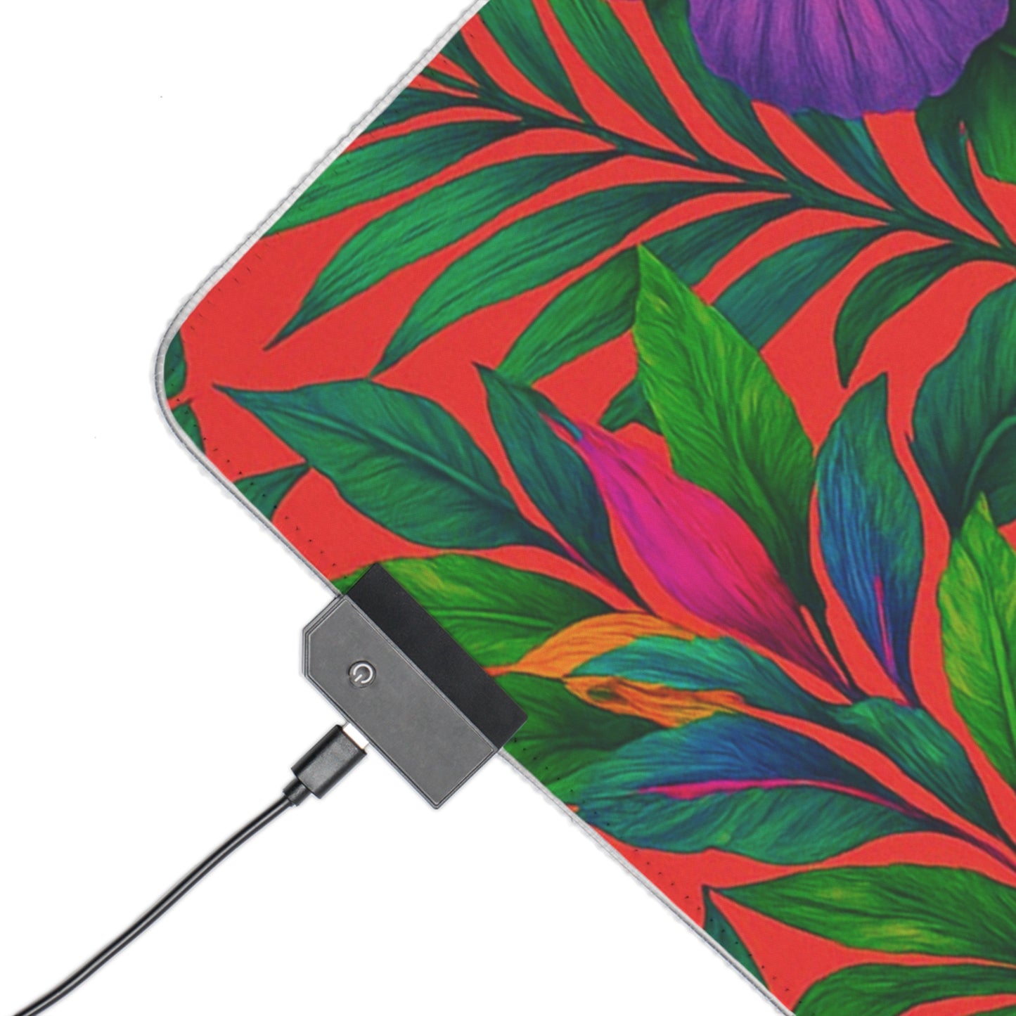 LED Gaming Mouse Pad With Vibrant RGB Lighting, 4 Sizes / Midnight Flower Coral