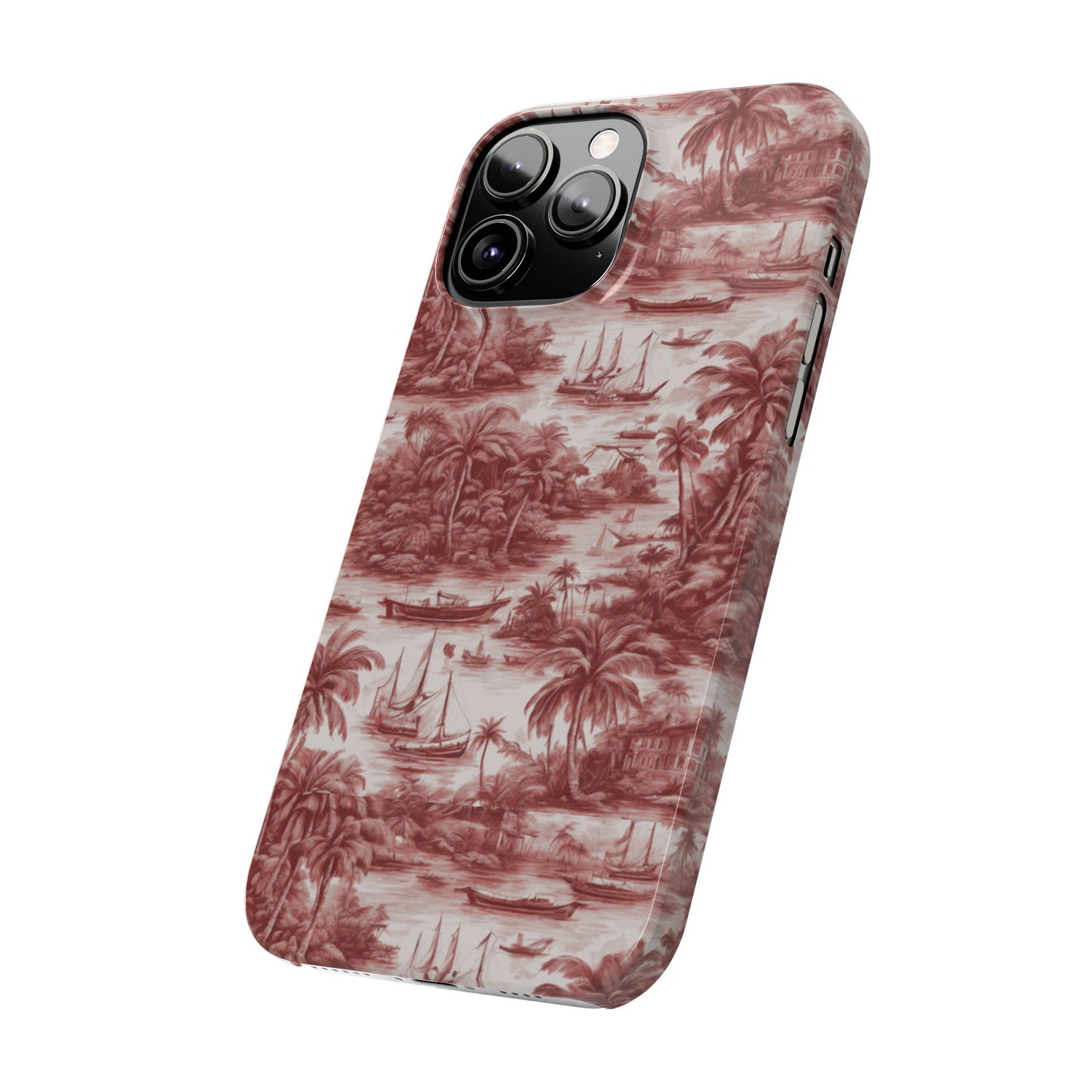 Slim Phone Cases - Tropical Toile #1, russet