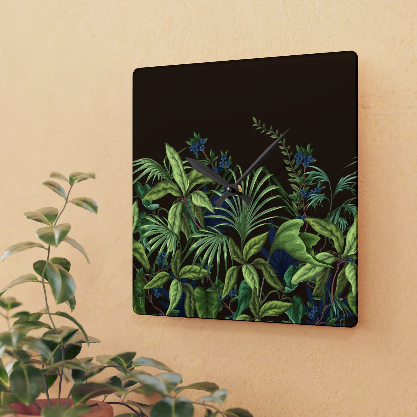 Acrylic Wall Clock, Midnight Jungle