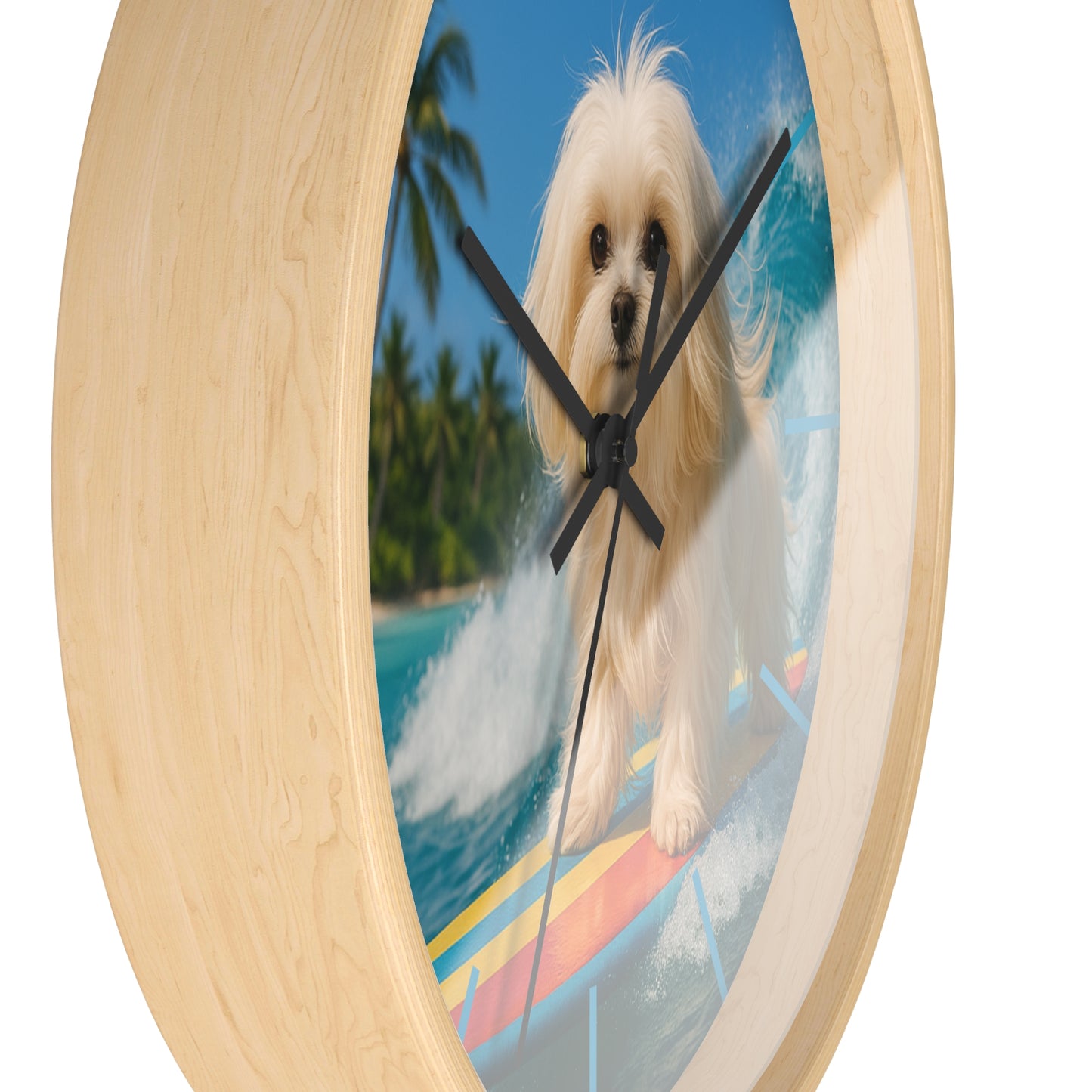 Puppy Ariel the Surfing Dog Wall Clock – Fun Home Decor for Pet Lovers