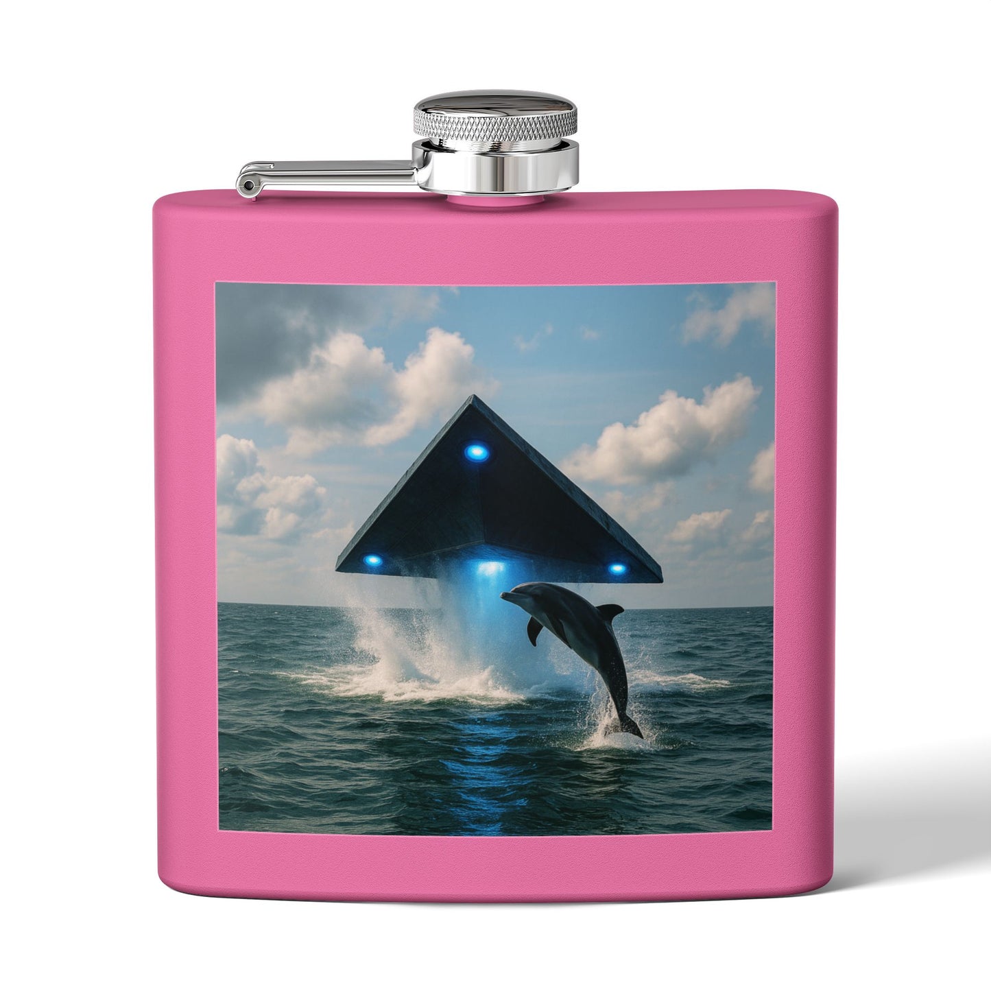 Tropical Stainless Steel 6 oz. Flask, Many Colors  – UFO and Dolphin