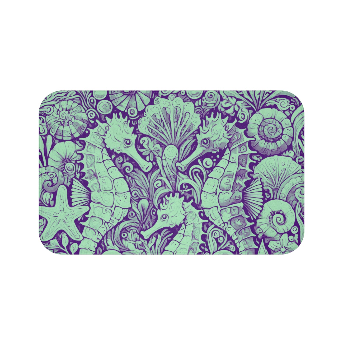 Seahorse Trio/Minty Bath Mat, 2 Sizes - Tropical Vibes for Home Decor