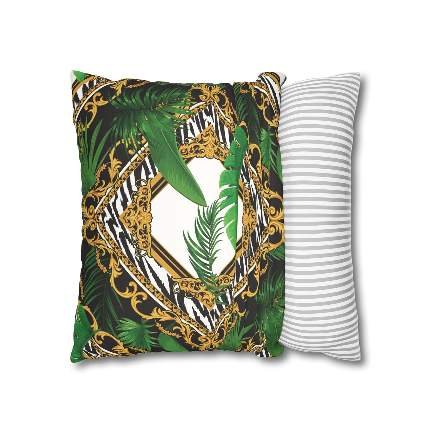 Faux Suede Square Pillowcase - Jungle Luxe White