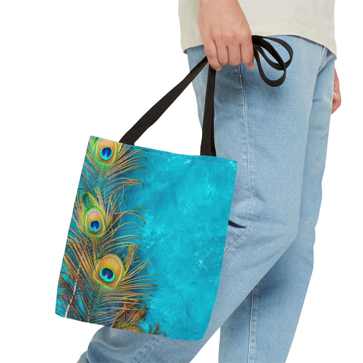 Peacock Turquoise Glow Tote Bag - 3 Sizes