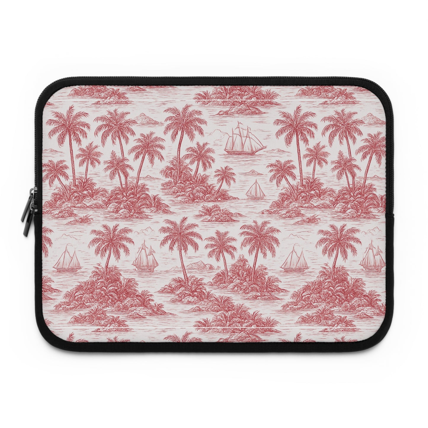Tropical Laptop Sleeve, 5 Sizes - Perfect for Beach Lovers & Students / Faraway Toile, Red