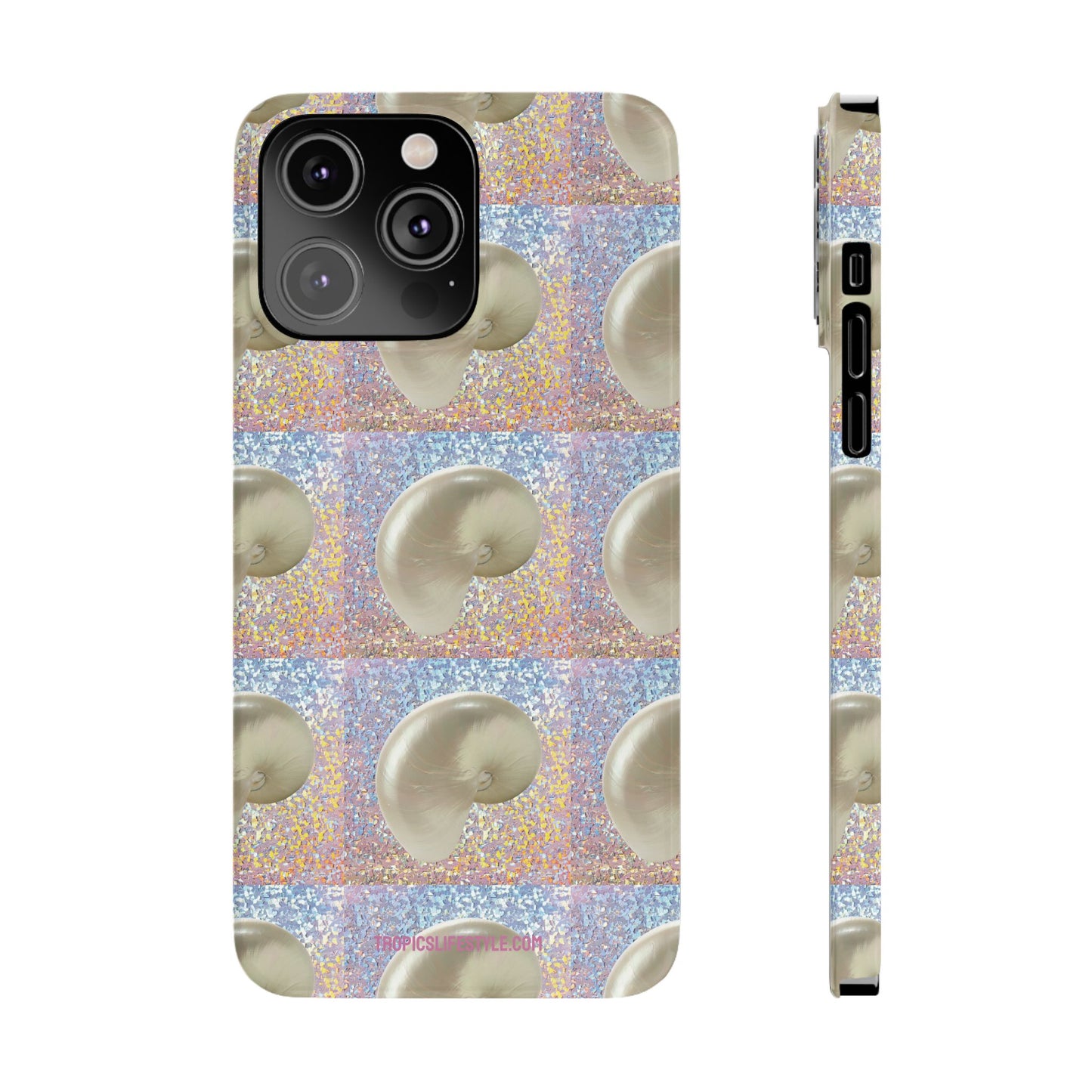 Slim Phone Cases - Disco White Nautilus