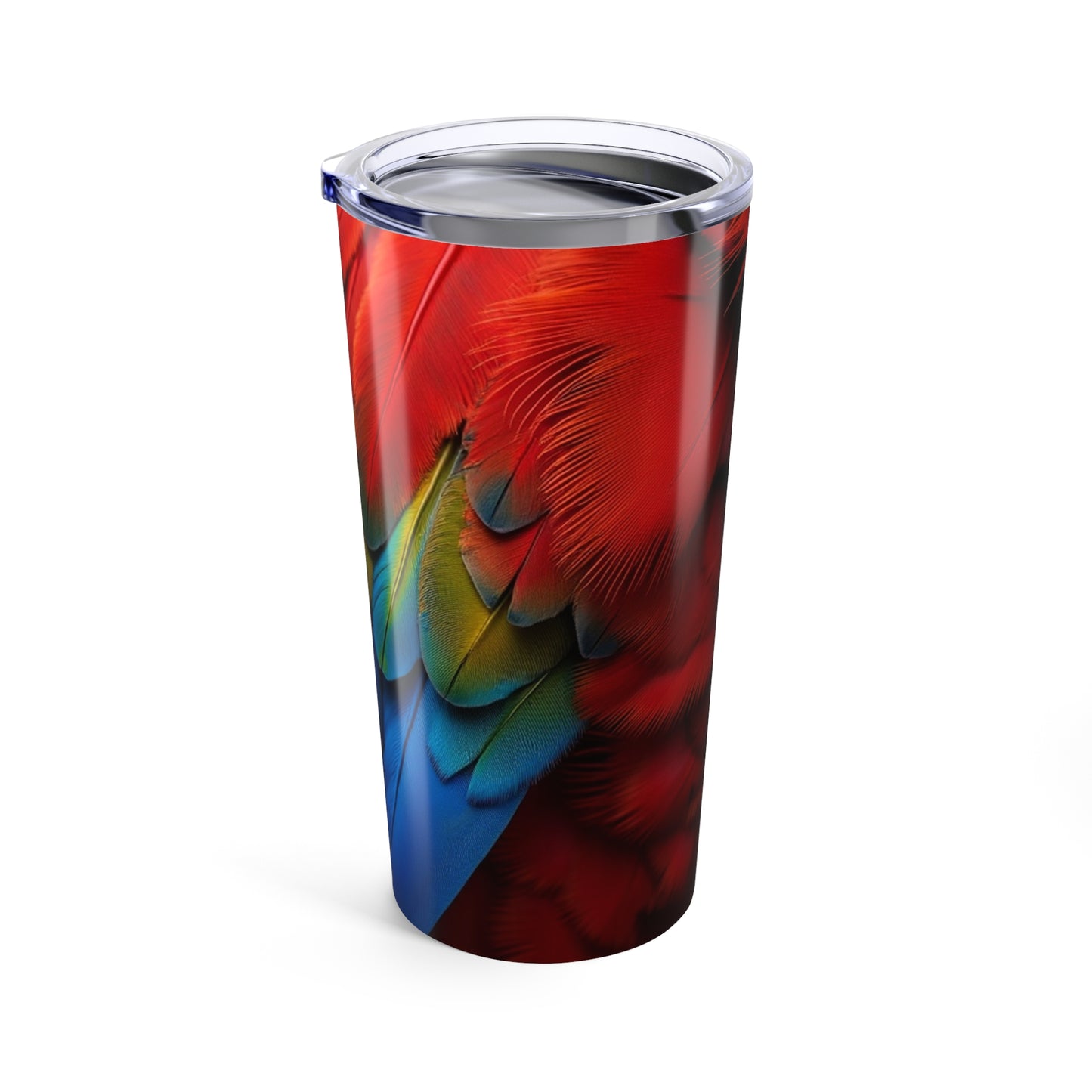 20oz Tropical Glossy Tumbler, Stainless Steel / Parrot Macaw Feathers