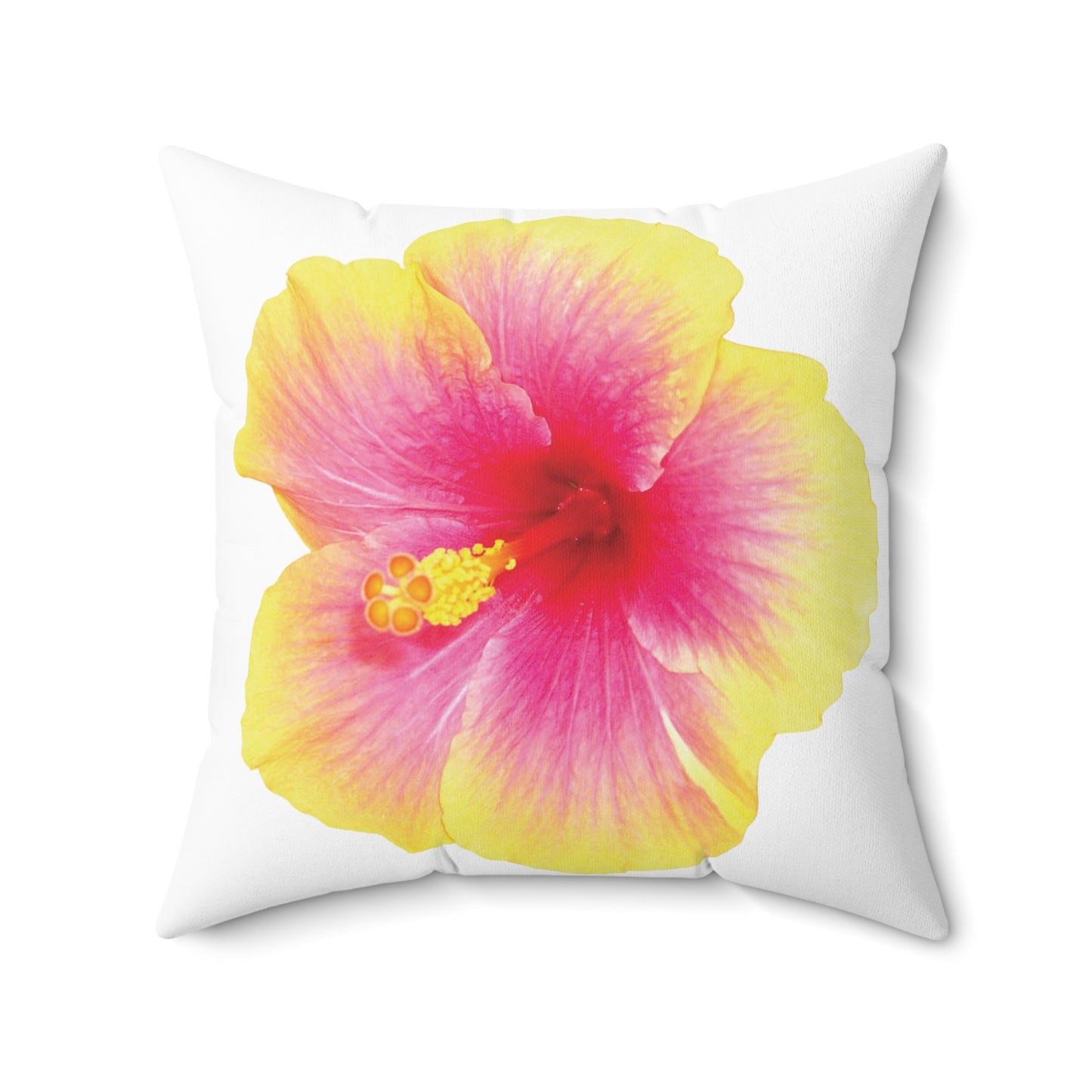 Decorative Pillow - Accent Cushion, 4 Sizes / Photo Yellow Hibiscus, White