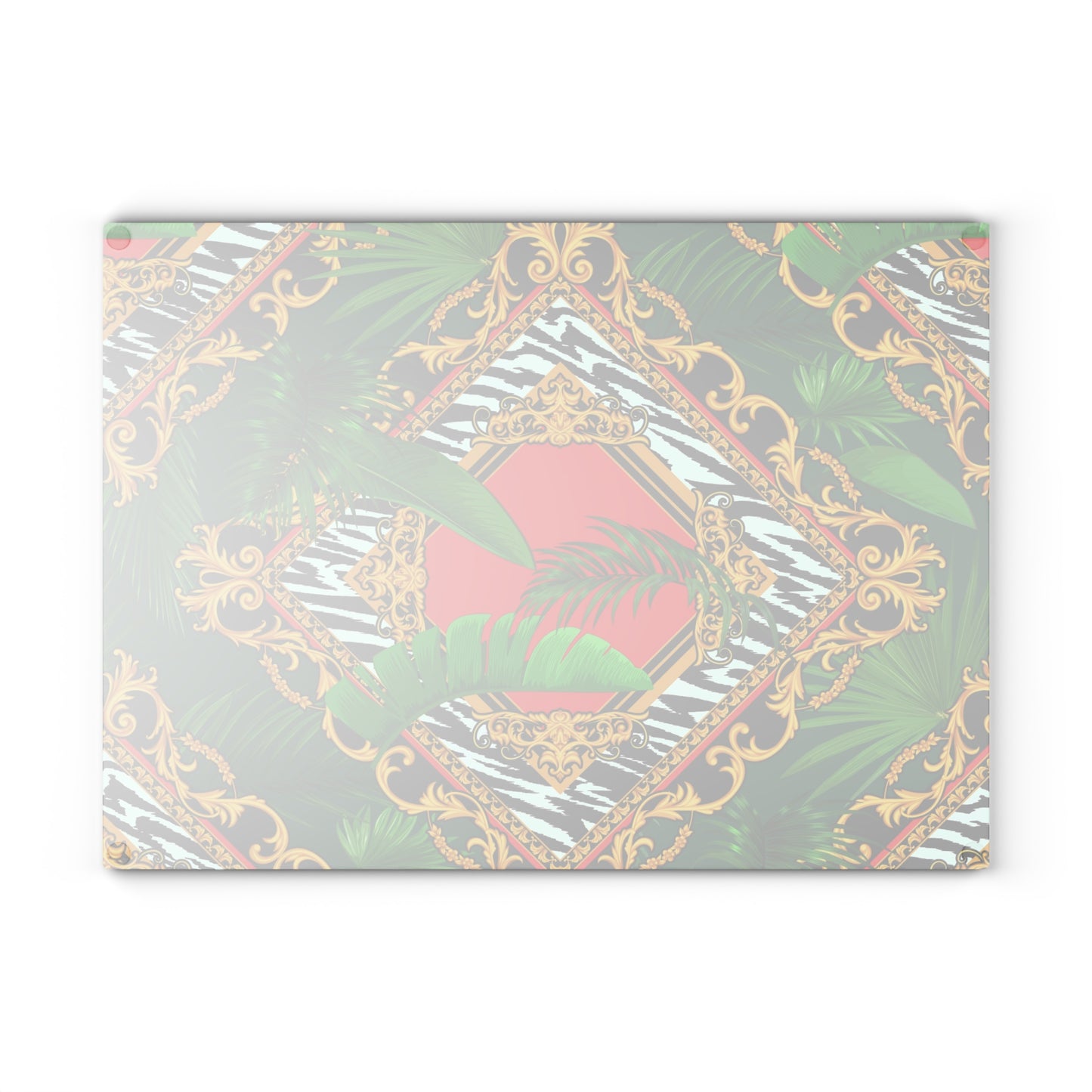 Glass Cutting Board, 2 sizes - Jungle Luxe, Red