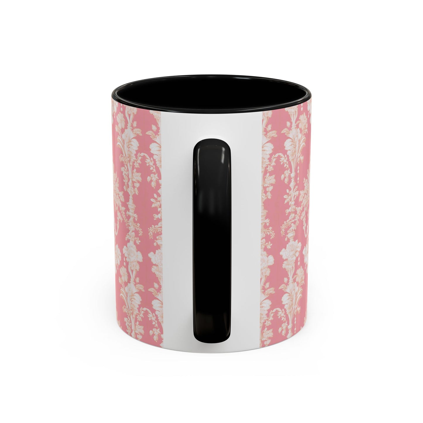 Accent Coffee Mug (11, 15oz), Pearl Lady Toile/Hibiscus Pink Repeat, Various Colors