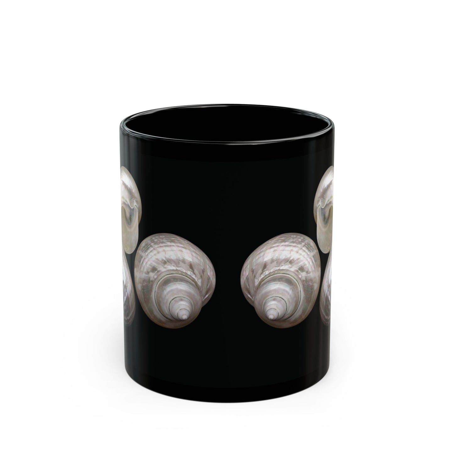 Black Coffee Mug - Real Pearl Nautilus Shells
