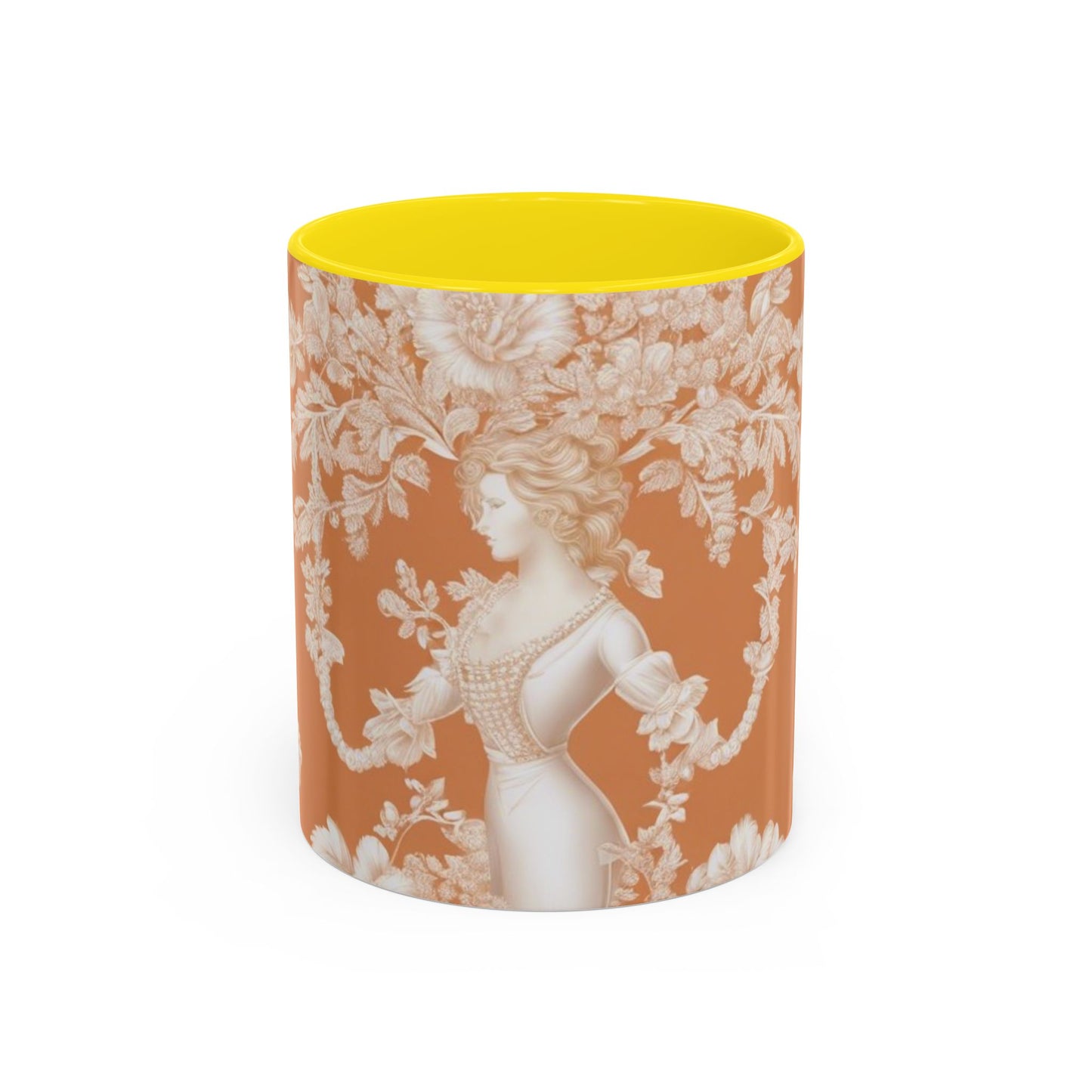 Accent Coffee Mug (11, 15oz), Pearl Lady Toile/Melon, Various Colors