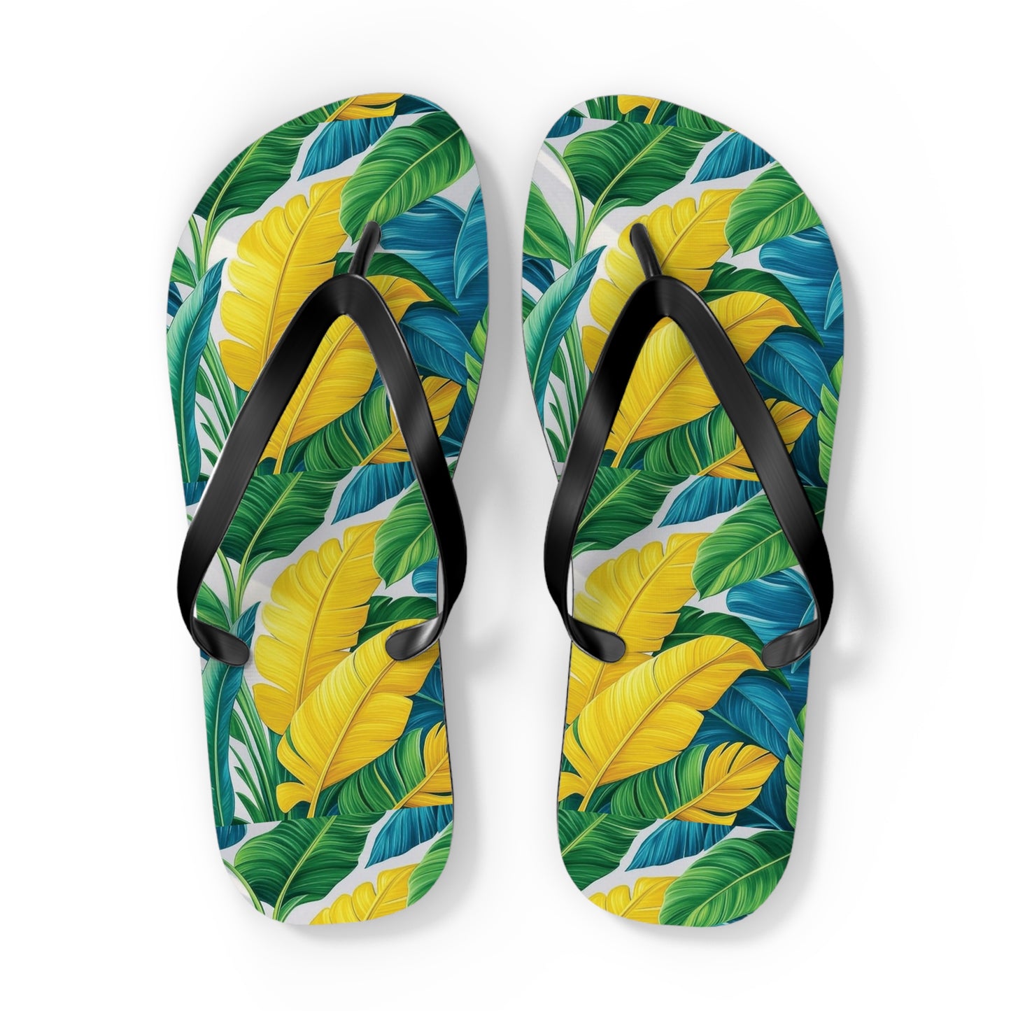 Flip Flops - Yellow Tropical Leaves