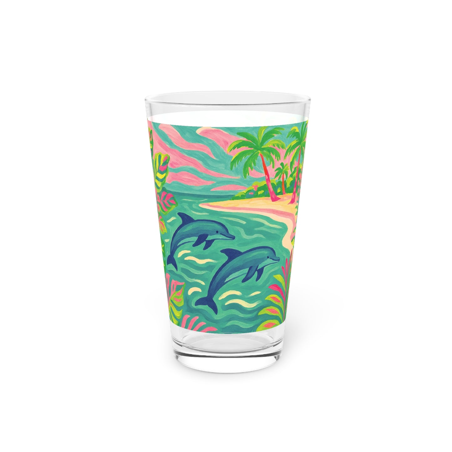 Pint Glass, 16oz - Jumping Dolphins