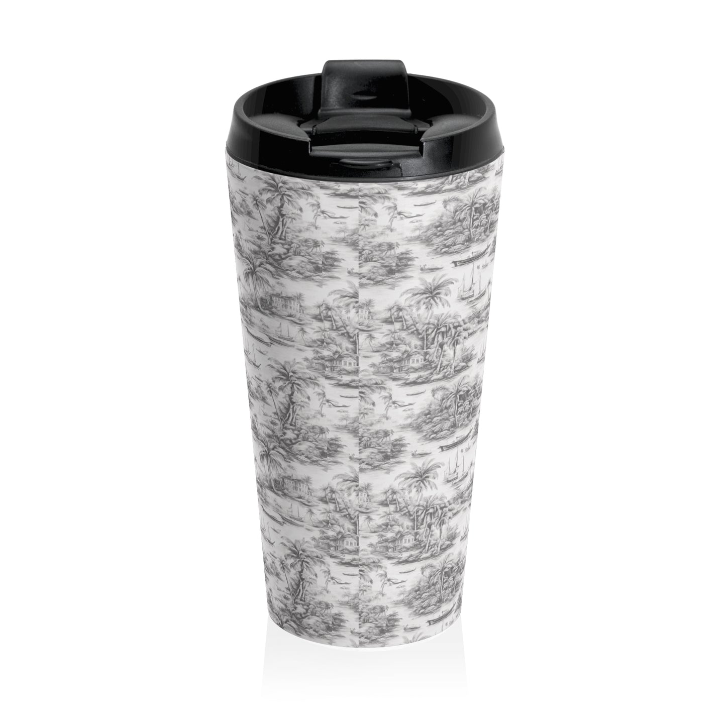 15 oz. Stainless Steel Travel Mug / Tropical Voyage, White