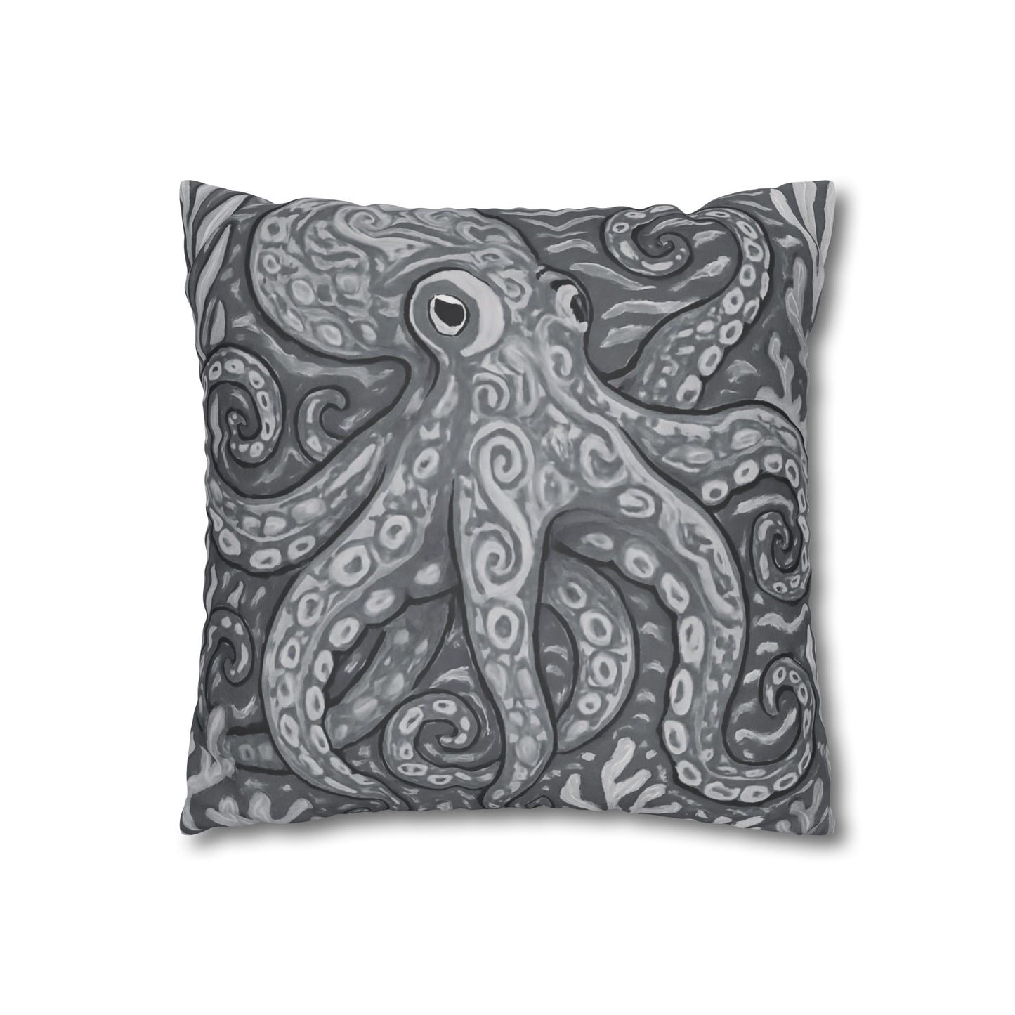 Faux Suede Square Pillowcase - Noir Kraken Joe