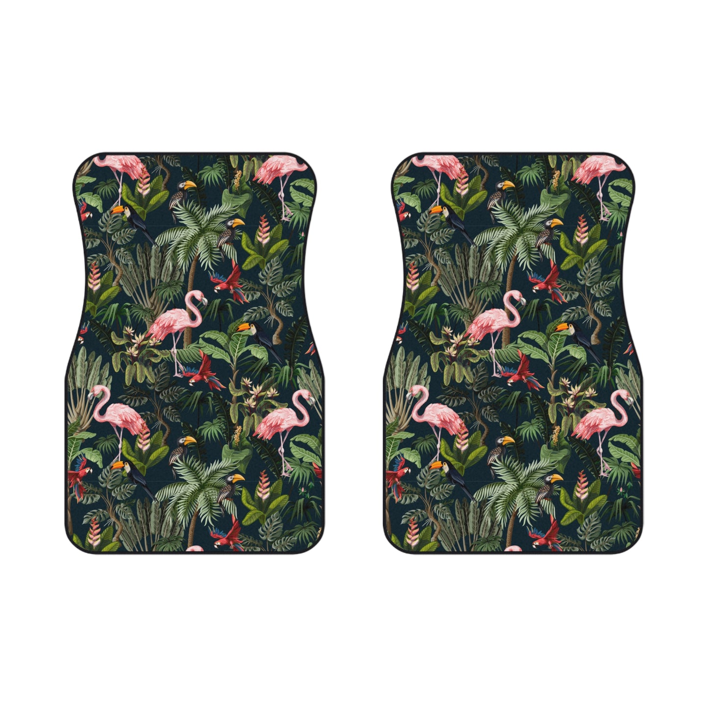 Tropical Flamingo Front Car Mats - Floral Floor Protectors: SET of 2