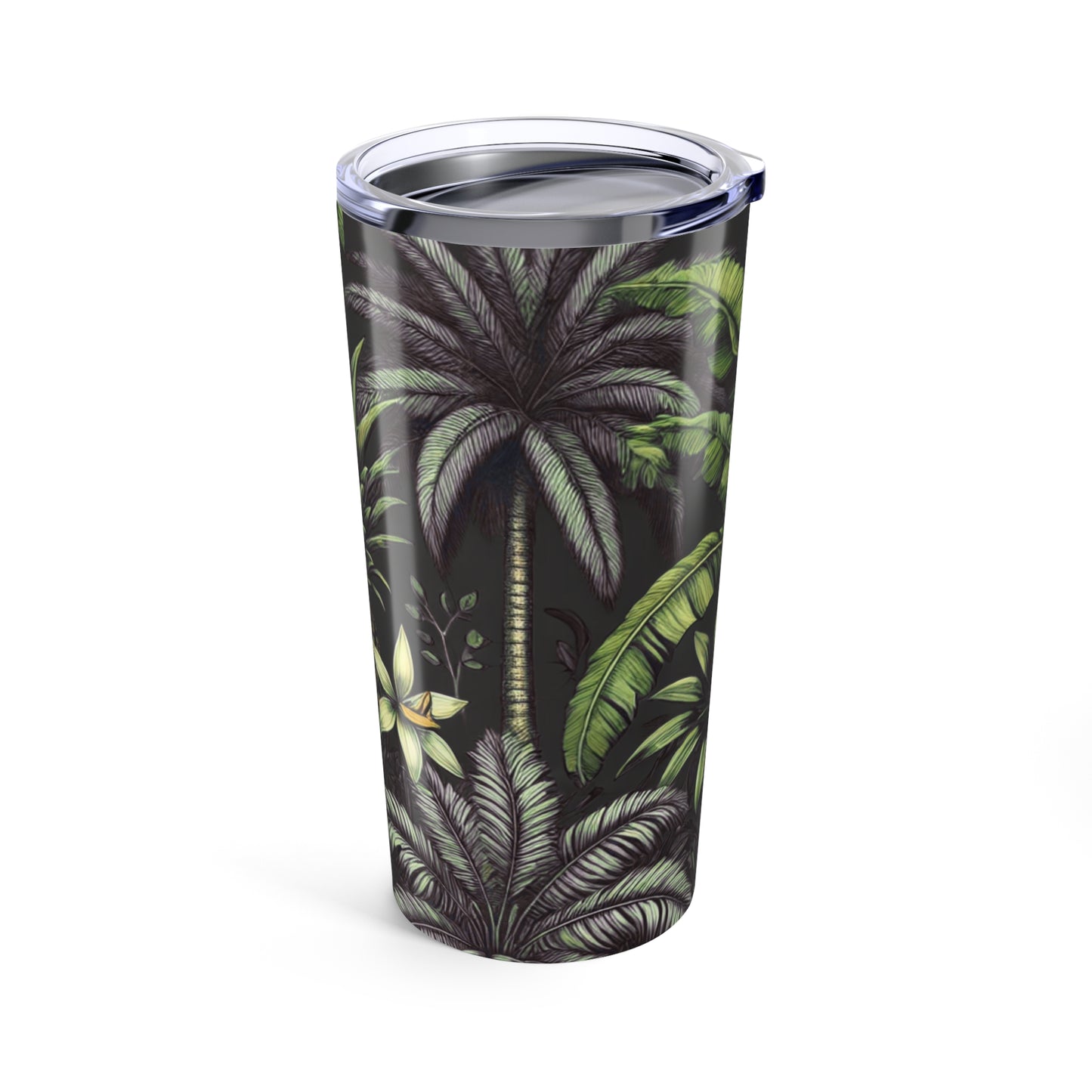 20oz Tropical Glossy Tumbler, Stainless Steel / Tropical Fruit, Black