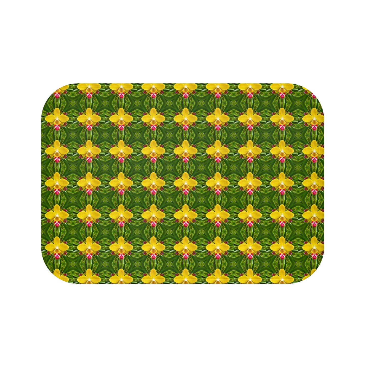 Bath Mat - Yellow Orchid Kaleidoscope