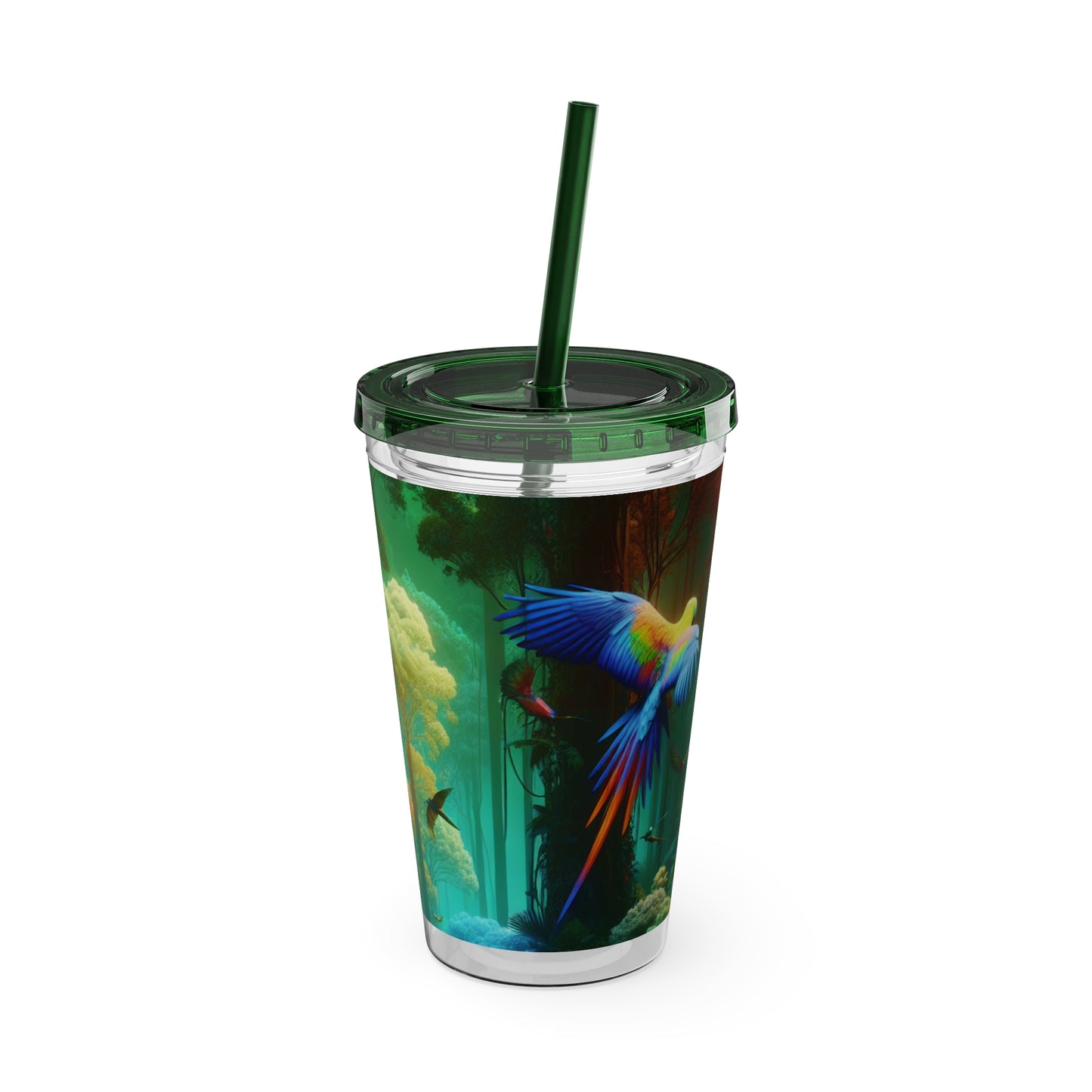 Tropical Tumbler with Straw | 16oz Colorful Travel Cup / Flight School