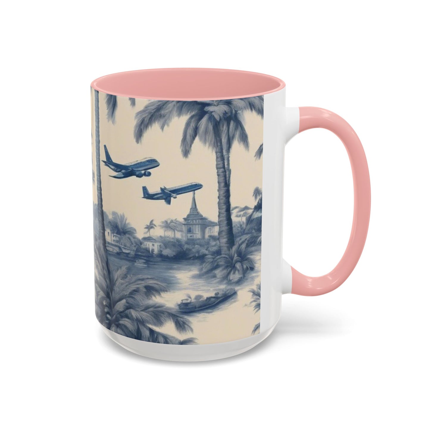 Accent Coffee Mug (11, 15oz), Tropical Travel Toile, Various Colors