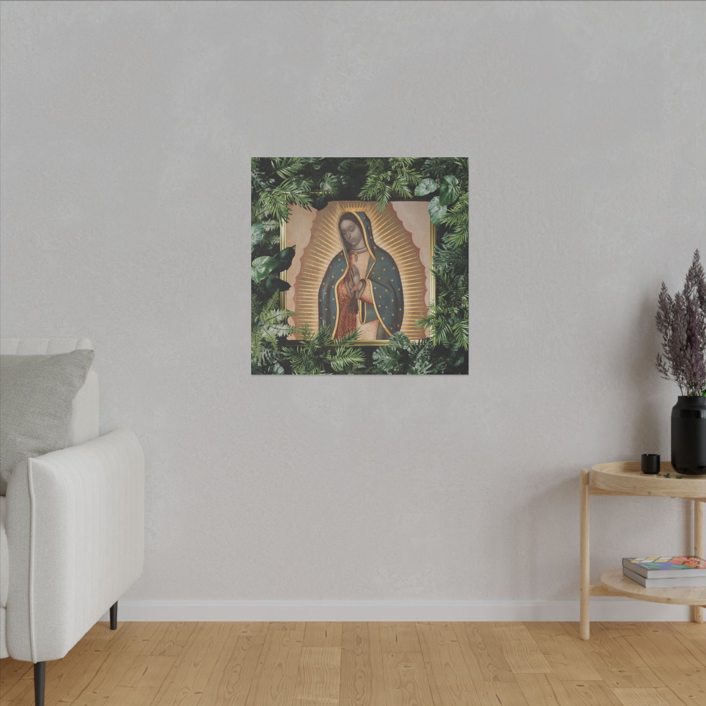 "Tropical Our Lady of Guadalupe" Religious Canvas Artwork - Stretched Canvas Print / Virgin Mary