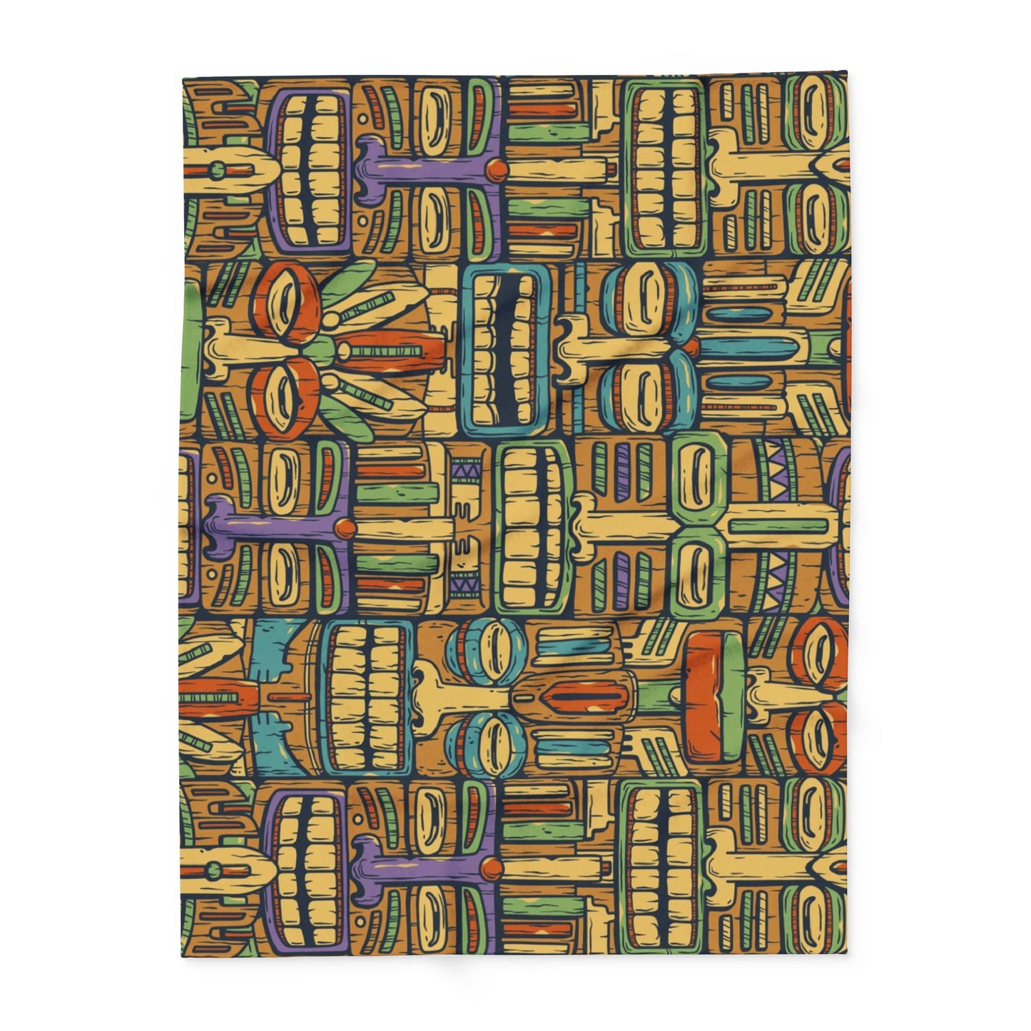 Colorful Tiki Party Fleece Blanket - Fun Tropical Design