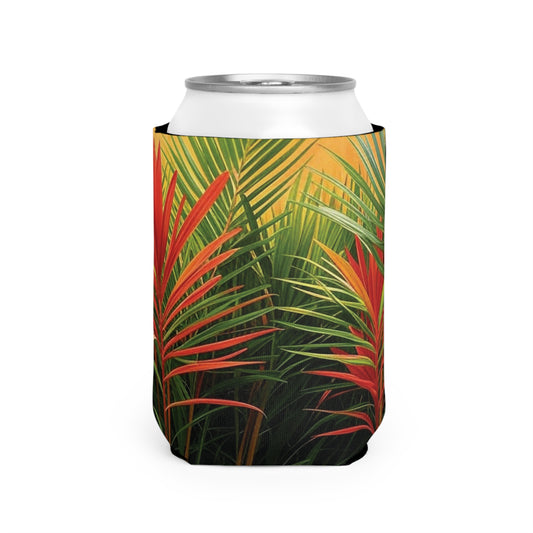 Red Flame Palms Can Cooler Sleeve - Perfect for Outdoor Picnics
