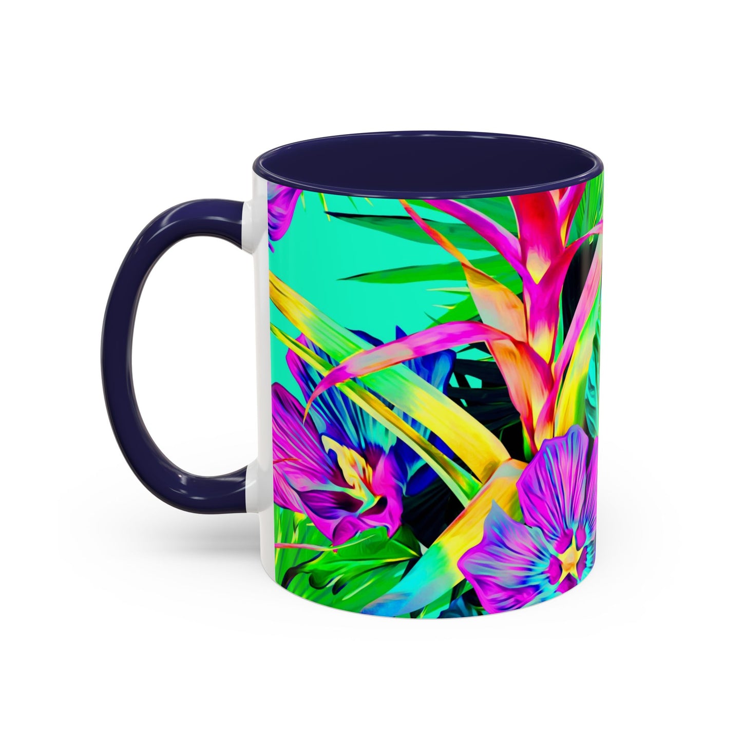 Accent Coffee Mug (11, 15oz), Plant Palooza, turquoise / Various Colors