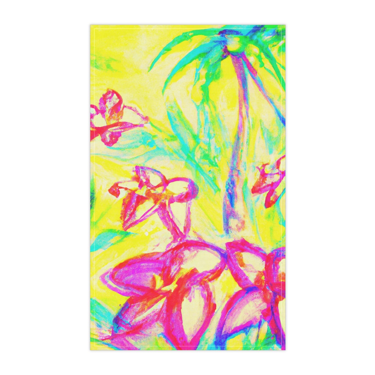 Tea Towels (cotton, poly), Tropical Doodles, Yellow