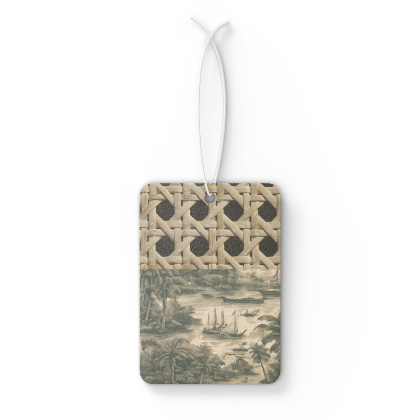 Car Air Freshener - Wicker/Tropical Toile Black