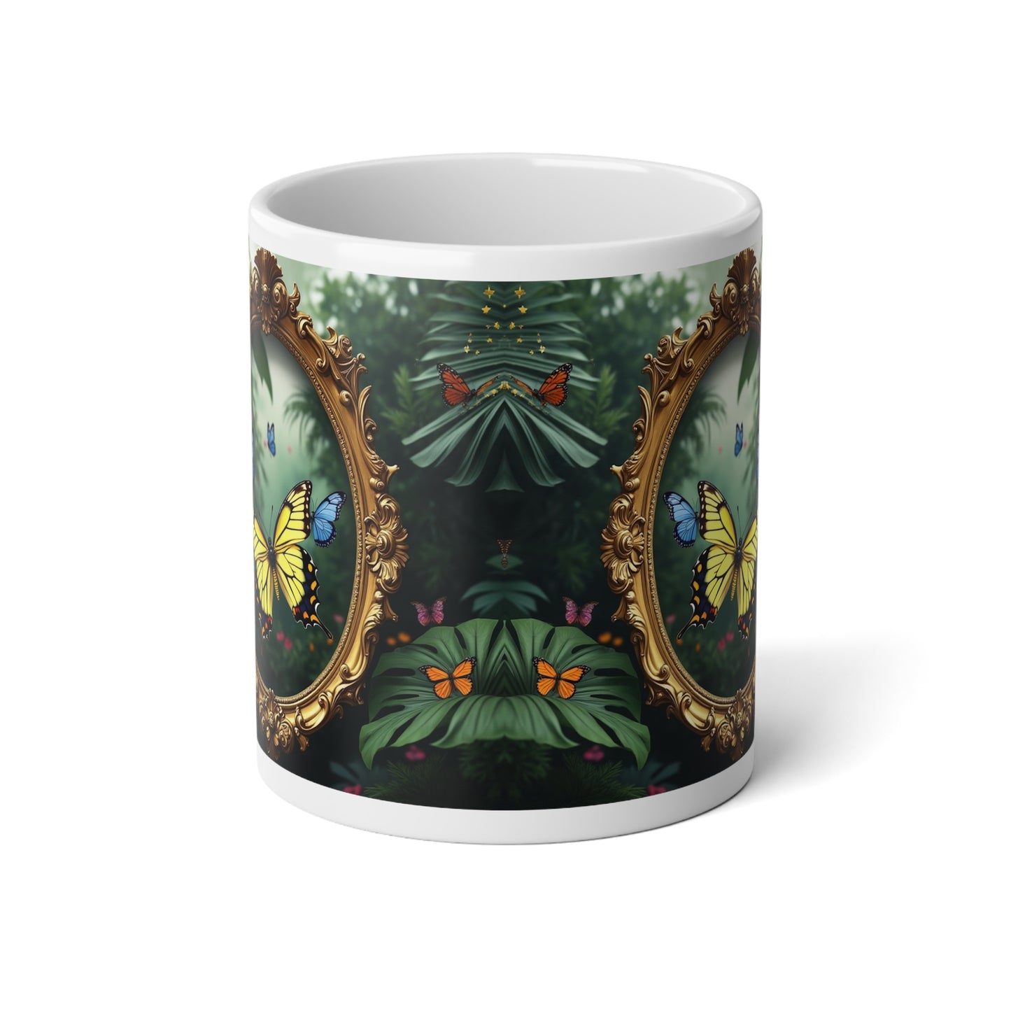 Jumbo Mug, 20oz, Framed Butterfly Party | Tropical Coffee Cup