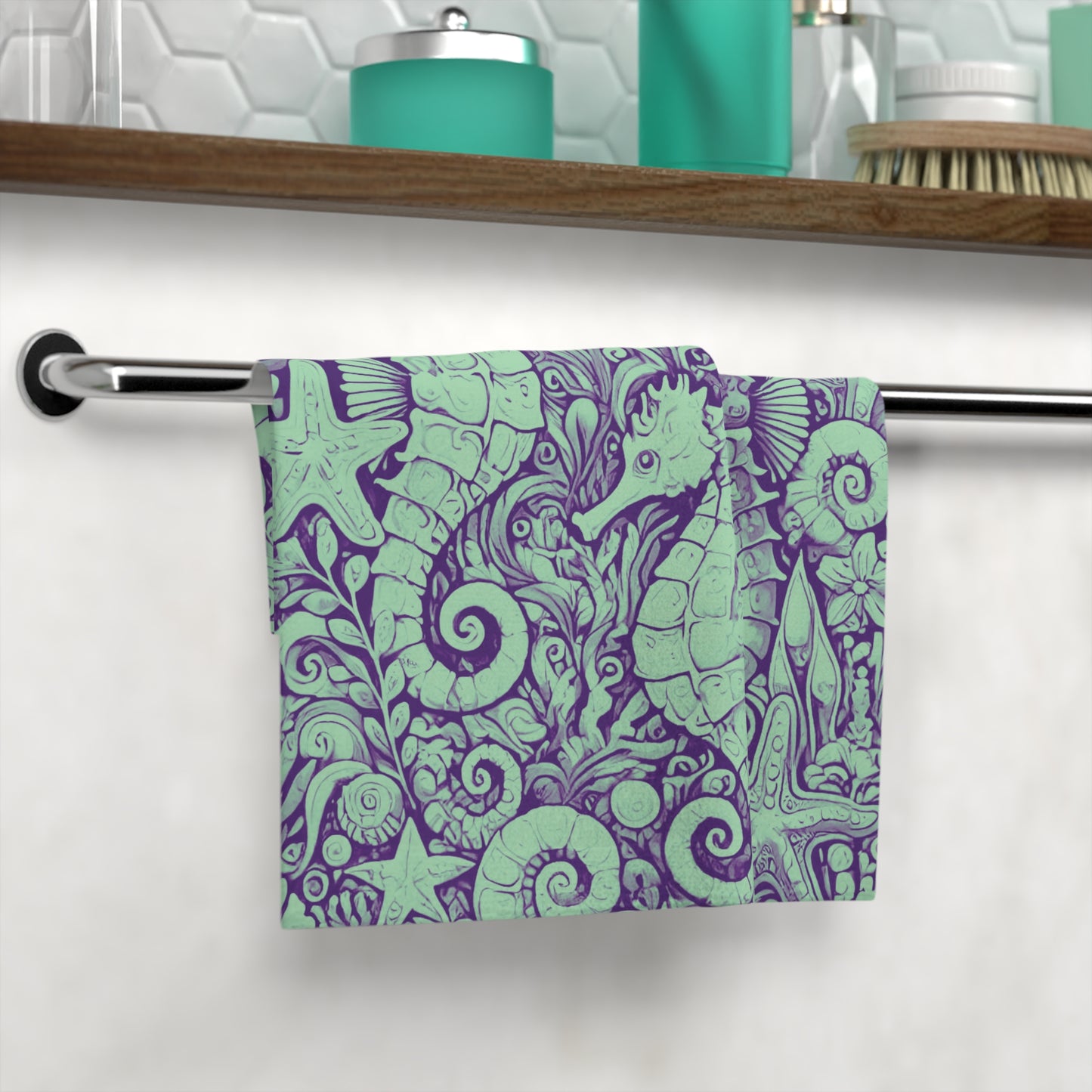 Face Towel - Seahorse Trio/Minty