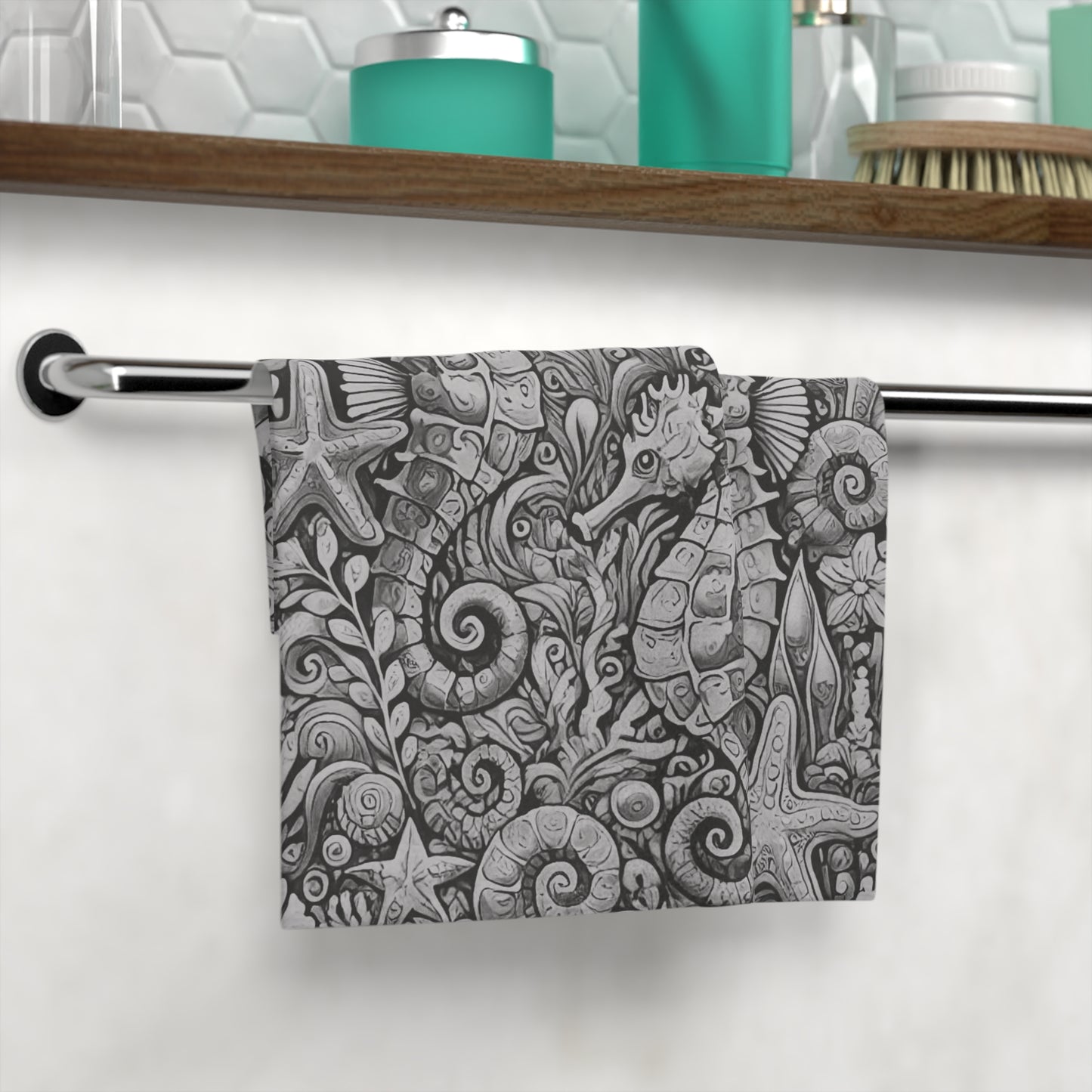 Face Towel - Seahorse Trio/Noir