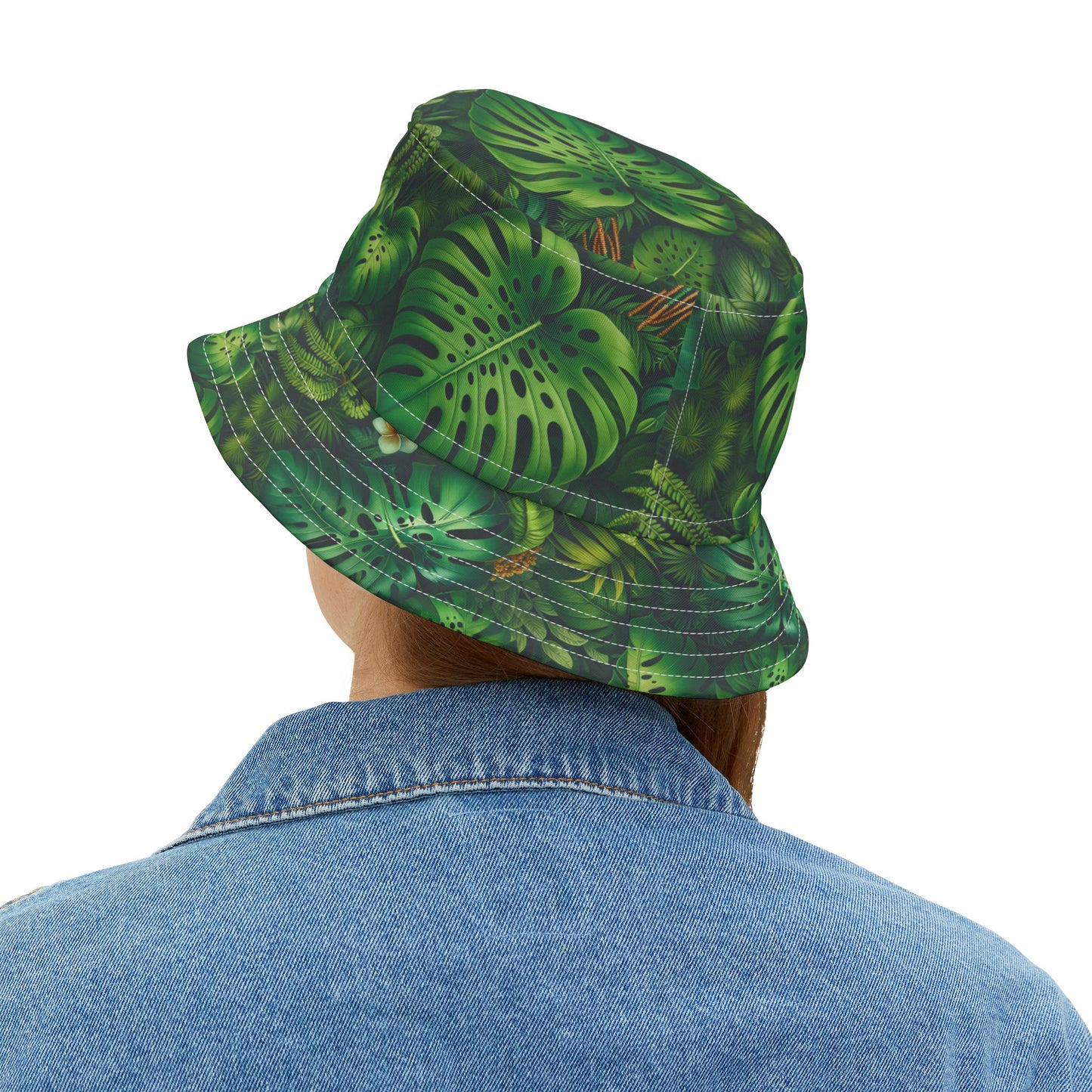 Tropical Polyester Bucket Hat, 2 Sizes - Rainforest Greenery