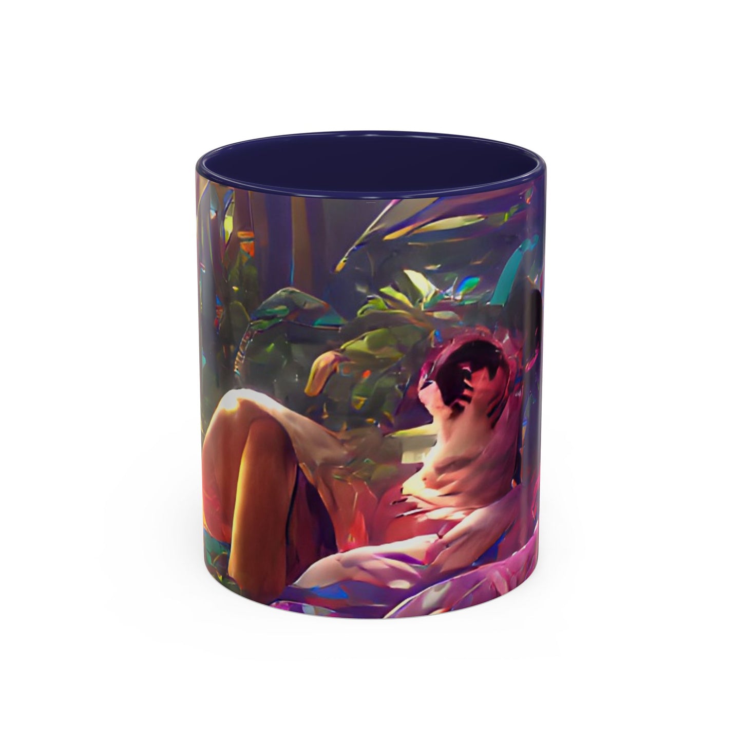 Accent Coffee Mug (11, 15oz) - Midnight Kiss in Tropical Garden