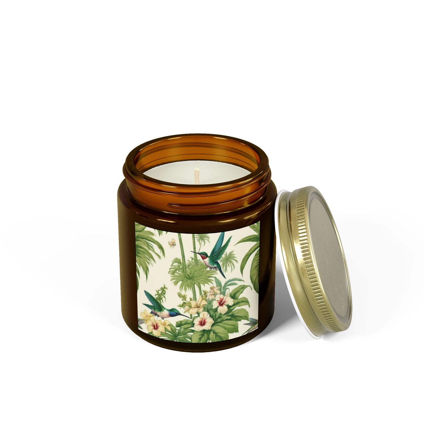 Scented Candles, Coconut Apricot Wax (4oz, 9oz) - Hummingbirds & Flowers, Buttercream