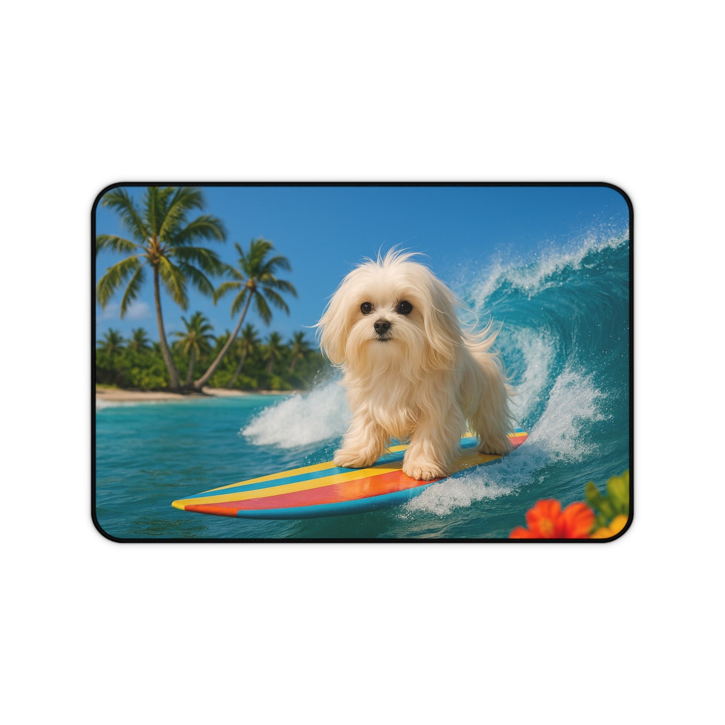 Tropical Mouse Pad/Desk Mat, 3 Sizes - Perfect for Home Office - Puppy Ariel the Dog Surfer