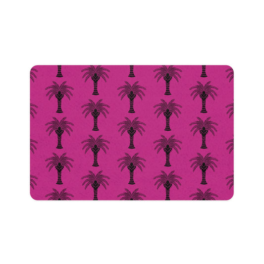 Pet Food Mat (12x18), Art Deco Palm, Pink